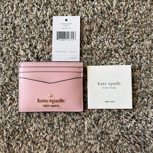 kate spade light pink saffiano leather card case